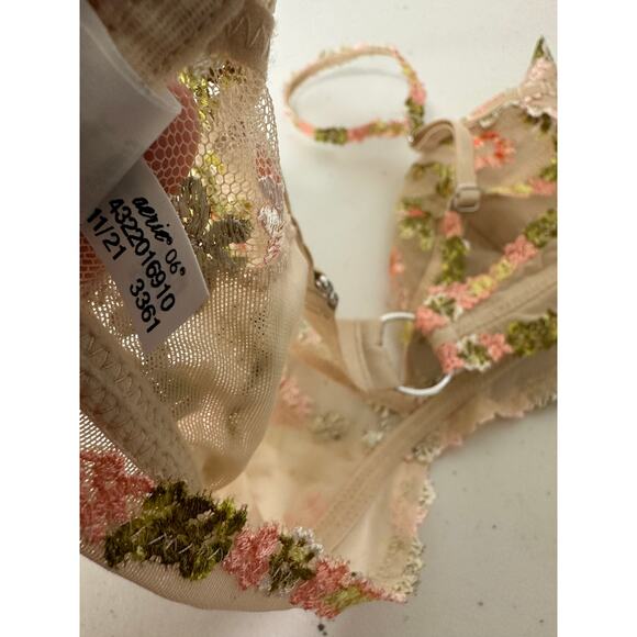 Aerie Women Medium Sandalwood Green Floral Lace Bralette Embroidery Mesh Unlined - Picture 9 of 9